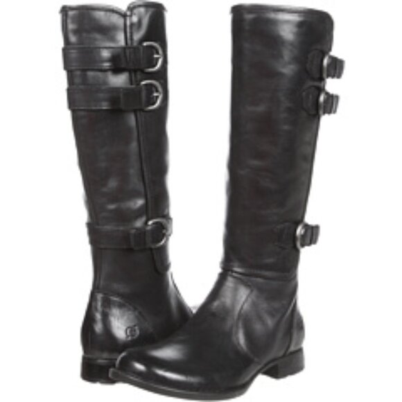 Born Attila Black Leather Moto Riding Buckle Boots Sz 9 | EUC - Picture 1 of 14